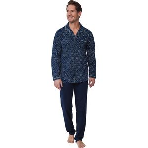 Blauwe katoenen doorknooppyjama heren - Blauw - Maat - M