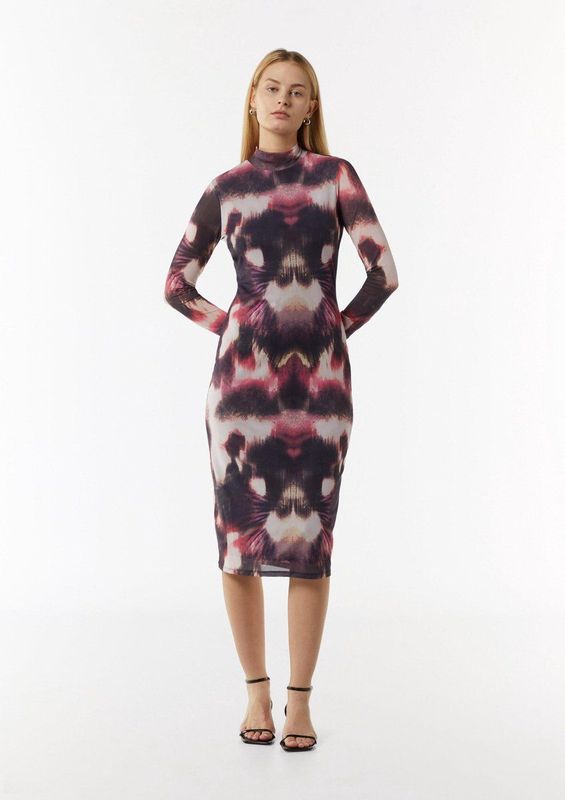 COMMA Jurk  sand / lichtgrijs / aubergine / pink