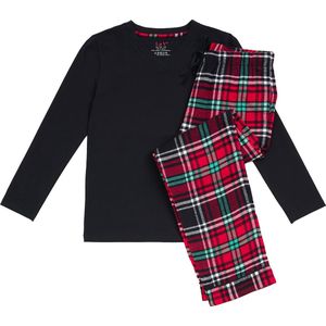 La-V pyjama sets voor jongens  met geruite flanel broek  Zwart/rood 170-176