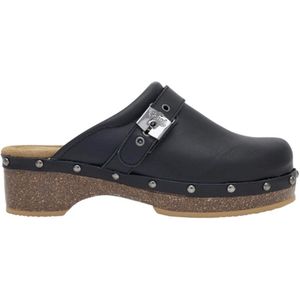 Klomp Scholl Women Pescura Clog 50 Cork Leather Black-Schoenmaat 41