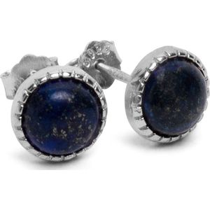 Zentana Lapis Lazuli Oorknopjes - Oorstekers - 925 Sterling Zilverkleurig - Edelsteen Oorbellen