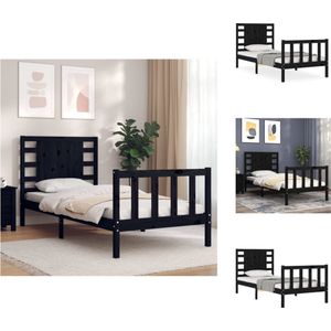 vidaXL Houten bed - Grenenhout - 195.5 x 95.5 x 100 cm - Zwart - Bed