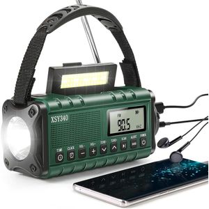Multifunctionele noodradio - Noodradio - Radio - noodradio solar opwindbaar - 10000mAh - Zaklamp - USB oplaadbaar - Groene