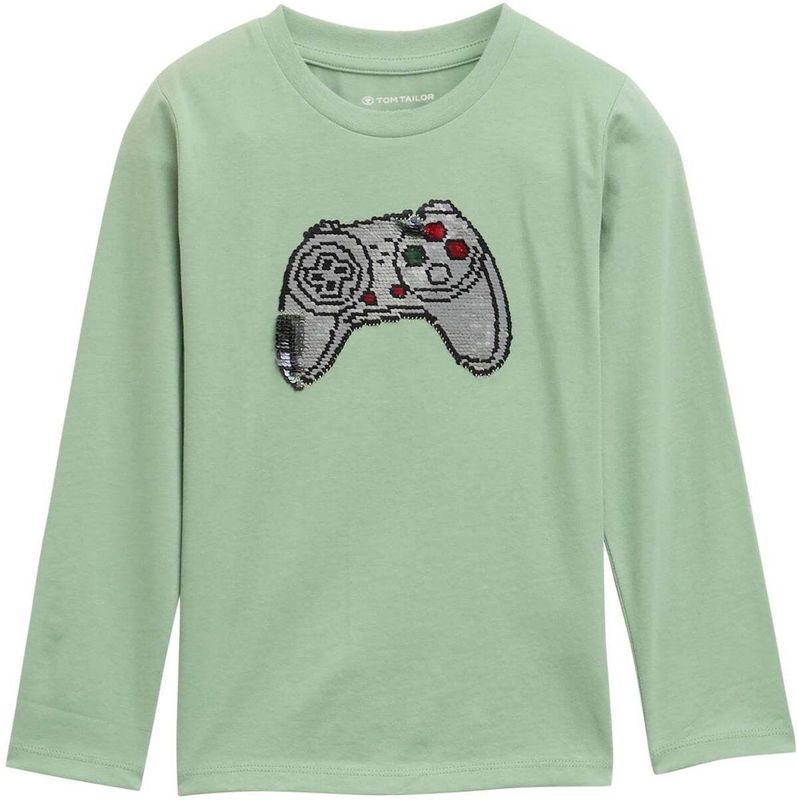 TOM TAILOR - Shirt - Grijs Groen Vuurrood Zwart - Lange Mouw