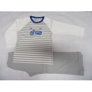 Petit Bateau - Pyjama - Moto -Wit / grijst / blauw  - 4 jaar  102