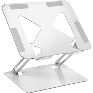 Inklapbare laptopstandaard, computerstandaard van koolstofstaal, geventileerde computerstandaard, compatibel met MacBook Pro/Air, Lenovo, Samsung, Acer en Huawei MateBook (10-17,3 inch) - zilver