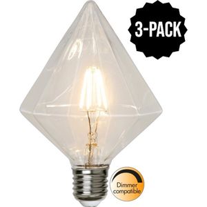 3-Pack | Diamant Lamp - E27 - 3.2W - Extra Warm Wit - 2700K - Dimbaar - Filament - Helder