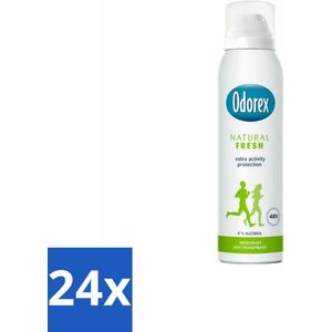 24 x Odorex Deodorant Spray Natural Fresh 150 ml - Natuurlijke Deodorant - Deodorant Spray - Antitranspirant - Deodorant Voor Gevoelige Huid - Alcoholvrije Deodorant