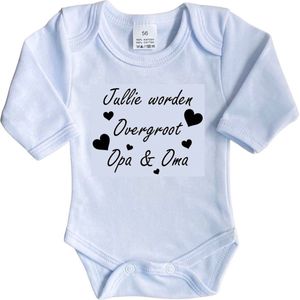 La Petite Couronne Romper Lange Mouw ""Jullie worden overgroot opa & oma"" Unisex Katoen Wit/zwart Maat 56