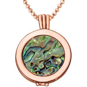 Quiges - Munthouder met Ketting en Munt 25mm Schelp Multi Groen - Rose Goudkleurig - EPRHZ310