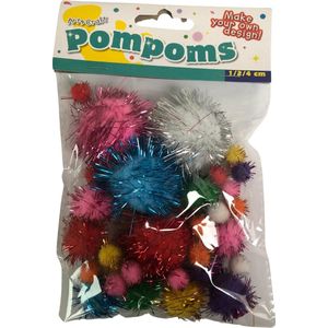 Pom poms glitter 1,2,4cm - pompons - knutselspullen - decoratie - hobby - knutsel - versiering - maken - cadeau