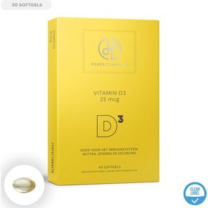Perfect Health - Vitamine D3 25mcg 1000ie - Hoge Dosering voor Dagelijkse Behoefte - 30 Capsules - Voor Betere Weerstand en Immuunsysteem - Vega