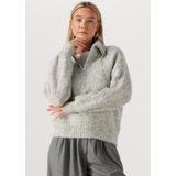 Simple - Knit-Boucle-25-3 - Half Zip Sweater - Grijs - Dames