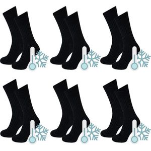 Thermo sokken - Warme sokken - 6 paar - Maat 39/42 - Zwart