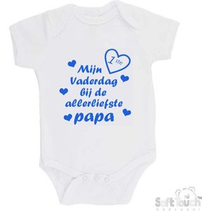 100% katoenen Romper ""Mijn 1ste vaderdag bij de allerliefste papa"" Jongens Katoen Wit/blauw Maat 68/74