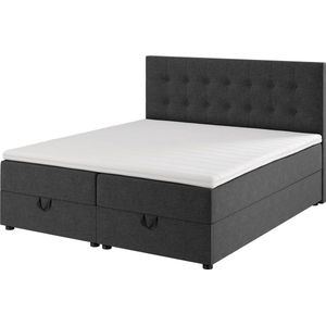 Malmo Boxspring - Luxe 2-persoonsbed - 180x200 - Grijs - Compleet met Opbergruimte