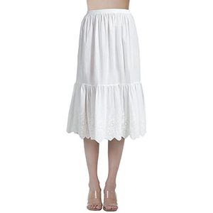 Onderrok Dames Katoen met Kant - Lange Petticoat in Ivoorkleur