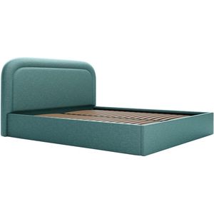 Vente-unique Bed met opbergruimte 180 x 200 cm - Gevlamde stof - Blauwgroen - FIREZA L 192 cm x H 90 cm x D 215 cm