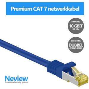 Neview - Cat 7 S/FTP netwerkkabel - 100% koper - 10 meter - Blauw - Dubbele afscherming - Cat 7 Internetkabel