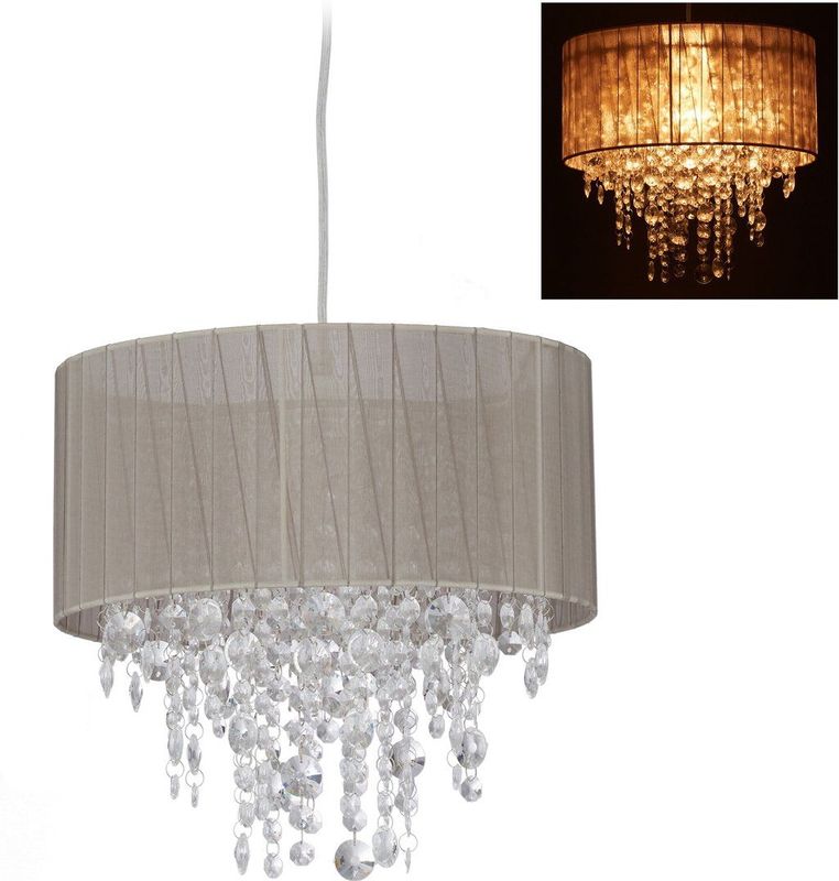 Plafondlamp - Grijs-Zilver - Lampenkap Organza - E27-fitting - 129x32 cm