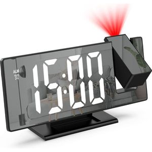 Thuys – Projectiewekker – Digitale Wekker – Wekkerradio Met Projectie – 11 x 6cm – Zwart