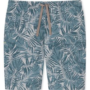 SCHIESSER Mix+Relax loungebroek kort - heren bermuda organic cotton bladeren grijsmelange - Maat: M