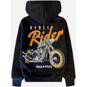 Kinder vest motor chopper zwart maat 134/140 rebel rider hoodie sweatvest Zeer mooi!
