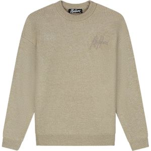 Malelions - Oversized Knitted Signature Sweater - Beige - Gebreide Trui