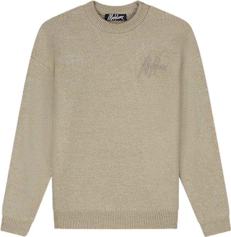 Malelions - Oversized Knitted Signature Sweater - Beige - Trui