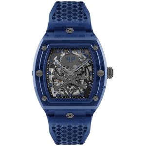 Philipp Plein The $Keleton Crystal PWPTA0324 Horloge - Kunststof - Blauw - Ø 43 mm
