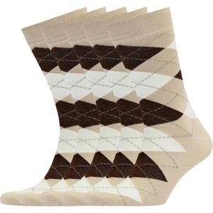 Herenkledingsokken, 5-pack geassorteerd patroon, effen, gestreept, argyle, gestippelde ronde sokken cadeau voor heren schoenmaat,Kaki in Britse stijl