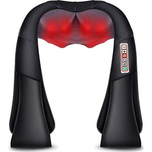RM Store® - Elektrisch Massage Apparaat - Multifunctioneel Massage Kussen - Massage Sjaal - Warmtekussen - Rug - Nek - Zwart - 123 x 18 cm.