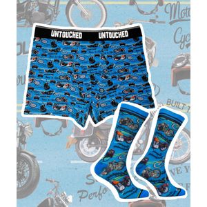 Sock My Feet - Heren ondergoed en sokken - 2 pack - Boxershort maat S - Sokken maat 39-42 - Sokken en boxer Giftbox - Funny Socks - MOTORBIKE - Grappige boxershort - Gekke sokken - Grappige cadeaus - Socks First.