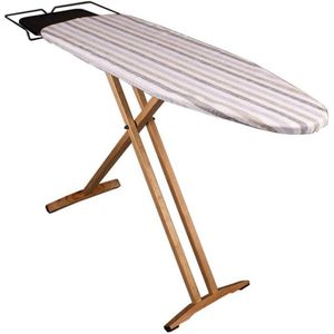 Opvouwbare Houten Strijkplank 130 x 47 cm met Katoenen Overtrek en IJzeren Steun