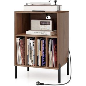 Platenspeler Meubel - LP-kast - Platenspelerkast - Draaitafelstandaard - Platenspelerstandaard - Vintage Displayplank - Walnoot