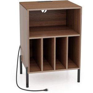 Platenspeler Meubel - LP-kast - Platenspelerkast - Draaitafelstandaard - Platenspelerstandaard - Vintage Displayplank - Walnoot