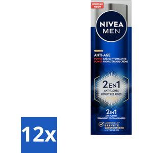 12 x NIVEA MEN - Anti-Age 2in1 Power - Hydraterende Crème Gezicht SPF 30 - 50 ml - Anti-ouderdom - Hydratatie - SPF 30 - Rimpels - Pigmentvlekken
