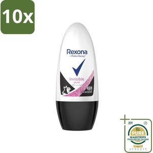 10 x Rexona - Invisible Pure - Deo Roller - Anti-transpirant - Anti-perspirant - 50 ml - Grootverpakking - Anti-transpirant - Deodorant - Anti-perspirant - Deo Roller - 48 Uur Bescherming