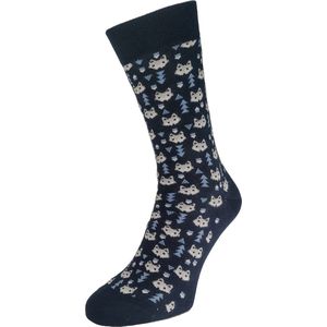 Bonnie Doon Fox Socks met Ingebreide Vossen kopjes Dames Sokken Blauw maat 36/42 - Gladde Teennaad - Katoen - Word Je Vrolijk en Happy van - Cadeau sokken - Vossen - Zachte Voorgewassen Katoen - OEKO-TEX gecerificeerd - Dark Blue - BT991142.111