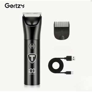 Gertzy Tondeuse - Digitale Clipper - 3 Ingebouwde modi's/standen - Verchroomd Metaal Behuizing - Usb Oplaadbare Trimmer voor Gezichtshaar, Hoofdhaar en Lichaamshaar - Batterij Indicator - Perfecte Lichaamshaar Verzorging - Kleur: Zwart