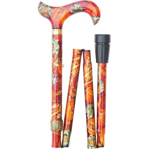 Classic Canes Opvouwbare wandelstok – Herfsttinten – Oranje – Verstelbaar – Lengte 82 tot 92 cm – Diameter 19 mm - Aluminium – Derby handvat – Gewicht 415 gram – Voor heren en dames - Inklapbaar - Wandelstok opvouwbaar - Uitschuifbaar