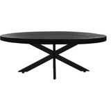 Ovale salontafel - 120x80x44,5 - Zwart - Mangohout/metaal