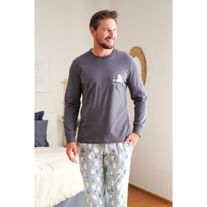 Doctor Nap Katoenen Matching Familie Gezin Pyama Heren Lange Mouw Lange Broek Kerst Winter Focus Graphite PMB.5263 S