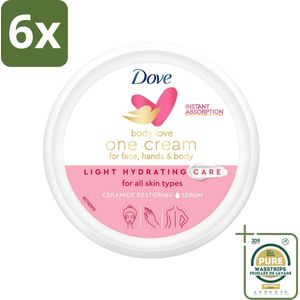 Dove - Body Love - One Cream - Hydraterend en voedend - 250 ml - Voordeelverpakking - 6 stuks - Hydraterende crème - Droge huid