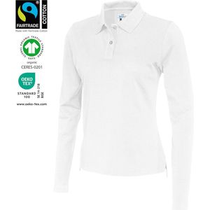 Cottover POLO PIQUE LONG SLEEVE LADY - GOTS GECERTIFICEERD 141017 - Wit - XS