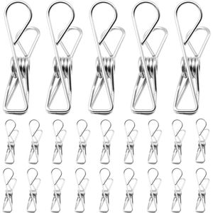60 stuks - Knijpers - Wasknijpers - Kledinghaken - 58*14 mm - RVS - zilver - Kaartknijpers - Fotoknijpers - Voor Kleding, Sokken En Keuken - Voor Thuis En Kantoor