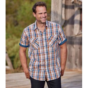 ATLAS FOR MEN - Geruit overhemd van popeline - Heren - Verkrijgbaar in grote maten - M