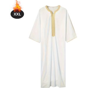Bovista Islamitische Kleding - Djellaba Heren - Moslim Kleding - Arabisch Mannen Kaftan - Alhamdulillah -Wit XXL