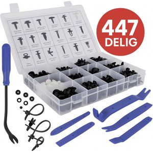 Nifkos - Deurpaneel klemmen set – Auto Reparatie Kit – 447 Delig – Carrosserie Clips – Deurbekleding Clips – Klinknagels – Demontage Gereedschap