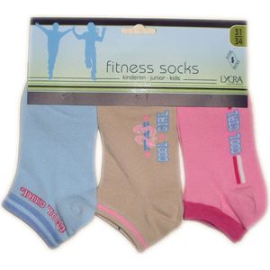 Meisjes enkelkousen fitness fantasie cool girl-6 paar gekleurde sneaker sokken 31/34